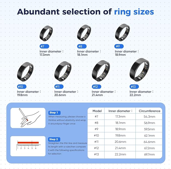 Smart Ring with Sleep Monitoring, No APP Subscription, 10-Day Battery Life, Stress/Heart Rate/Women's Health Tracker, Android & iOS Compatible (Rose Gold, 10)