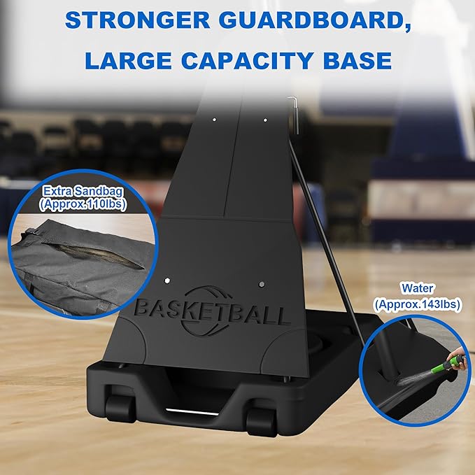 Basketball Hoop Outdoor with 44/54 Inch Shatterproof Backboard, 5.25-10FT Height Portable Basketball Hoop with Sandbag, Adjustable Basketball Goal System