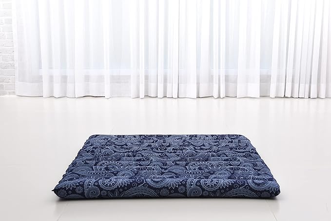 Leewadee Meditation Cushion Set – 1 Round Zafu Meditation Pillow and 1 Square Roll-Up Zabuton Meditation Mat, Pillows Bundle Filled with Kapok