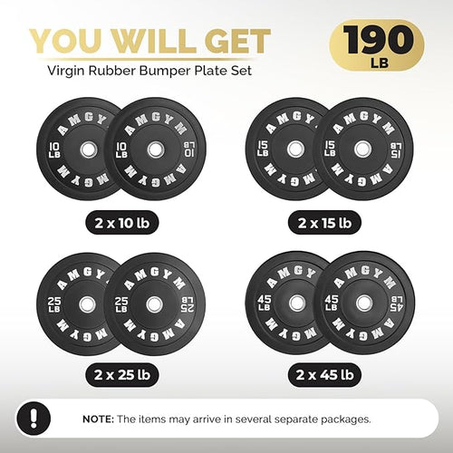 2 Inch Bumper Plates，10-500lbs，Barbell Rubber Olympic Weight Plates Set for Home Gym, Strength Training & Weight Lifting, Multiple Options Colors
