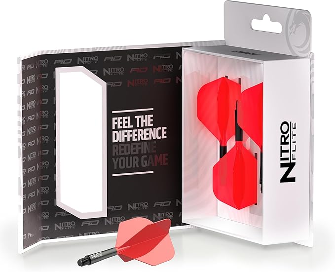RED DRAGON Darts – Nitro Flite Integrated Flight & Shaft System – No.2 Shape and Design - Available in Short, Intermediate & Medium - Available in Variety of Colours - Professional Darts Accessories