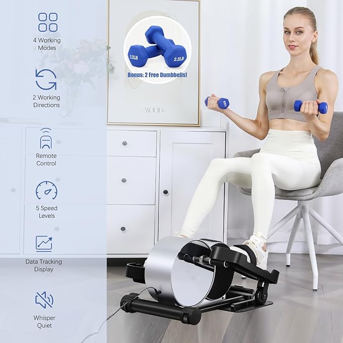 ANCHEER Under Desk Elliptical, Leg Exerciser While Sitting for Seniors with Remote Control, Display Monitor, Electric Seated Pedal Exerciser for Home, Ellipse Leg Exerciser as Seen on TV