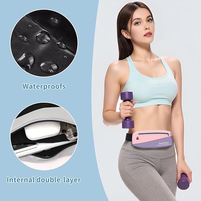 Slim Fanny Packs for Women Men,Waterproof Waist Pack with Reflective Strip Adjustable Strap,Running Belt for Sports Workout Cycling Hiking, Casual Hands-Free Wallets Phone Bag (Style 8)