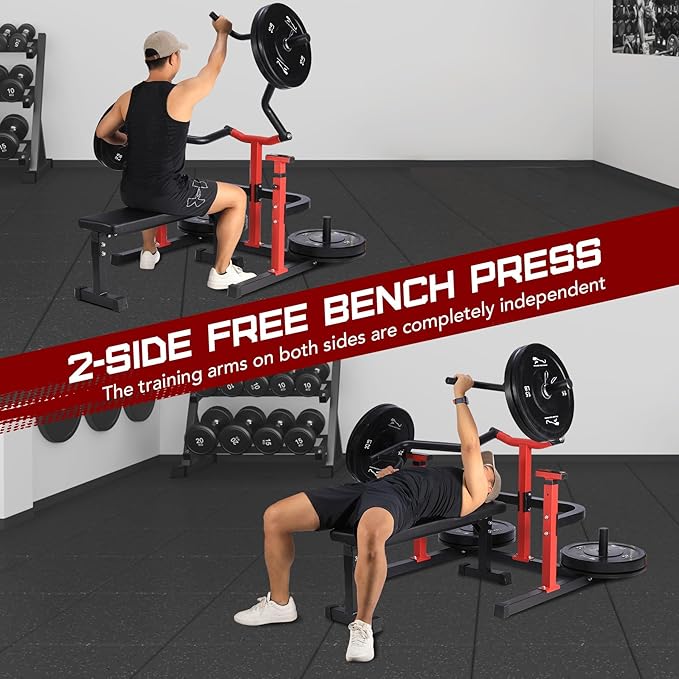 Chest Press Machine, Weight Bench Press Machine, Adjustable Flat Incline Bench with Independent Converging Arms, Multifunctional Bench Press Rack for Home Gym Equipment