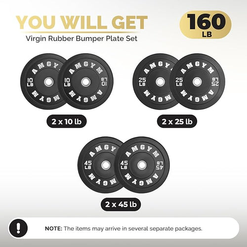 2 Inch Bumper Plates，10-500lbs，Barbell Rubber Olympic Weight Plates Set for Home Gym, Strength Training & Weight Lifting, Multiple Options Colors