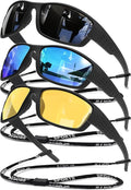 Polarized Sports Sunglasses Men UV400 Protection Lightweight Wrap Around Goggles for Cycling Fishing Driving Running