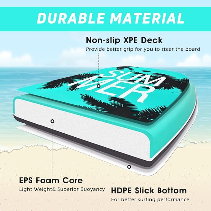 KOTEK 33/37/41 Inch Body Board with Wrist Leash, EPS Core, Dual Channel, HDPE Slick Bottom, Bodyboard for All Skill Levels & Wave Conditions