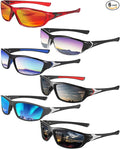 Frienda 6 Pack Polarized Sport Sunglasses for Men Multipack Fit over Glasses Pack Lot Set Men's Sport Fishing Eyeglasses