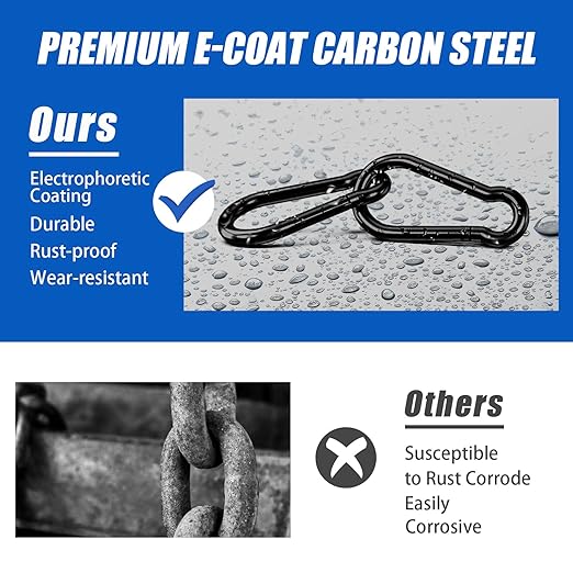 KINLINK 25 Pack Black Carabiner Clip, 1.97 inch Heavy Duty Spring Snap Hook, Small Caribeener Clips for Outdoor Camping, Swing Set, Hammock, Hiking Travel, Fishing, Quick Link Keychain