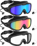 NSSIW Goggles Swimming Adult Swim-Goggles: Wide View with UV400 Protection Anti Fog No Leak for Men and Women 3 Pack
