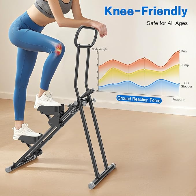 Stair Stepper for Home Gym,Folding Vertical Climber Cardio Exercise Machine,Stair Climber for Full Body Workout with Adjustable Handlebar for Women & Men