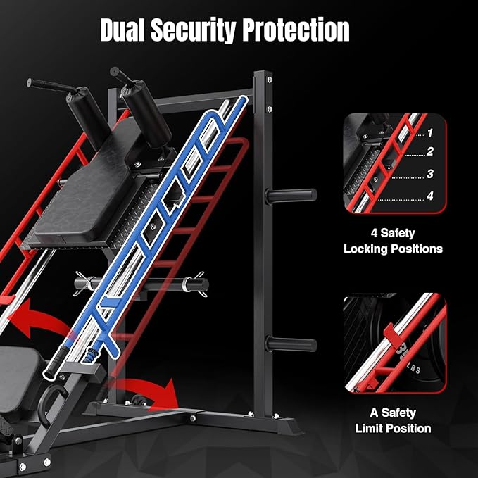 Dripex Leg Press Machine, Leg Press Machines for Home Gym, Professional Leg Press Hack Squat Machine Combo with 4 Weight Plate Storage Holders for Full Lower Body Workout