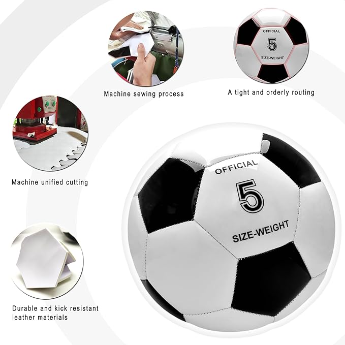 Soccer Balls Size 3 4 5 for Boys Girls Adults Training Soccer Ball for Lawn Indoor Outdoor Sports Red Blue Green Black White