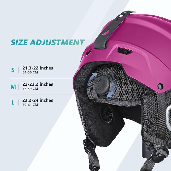 VANRORA Ski Helmet, Snowboard Helmet for Men & Women, Climate Control Venting, Dial Fit, Goggles Compatible, Removable Fleece Liner and Ear Pads, Safety-Certified