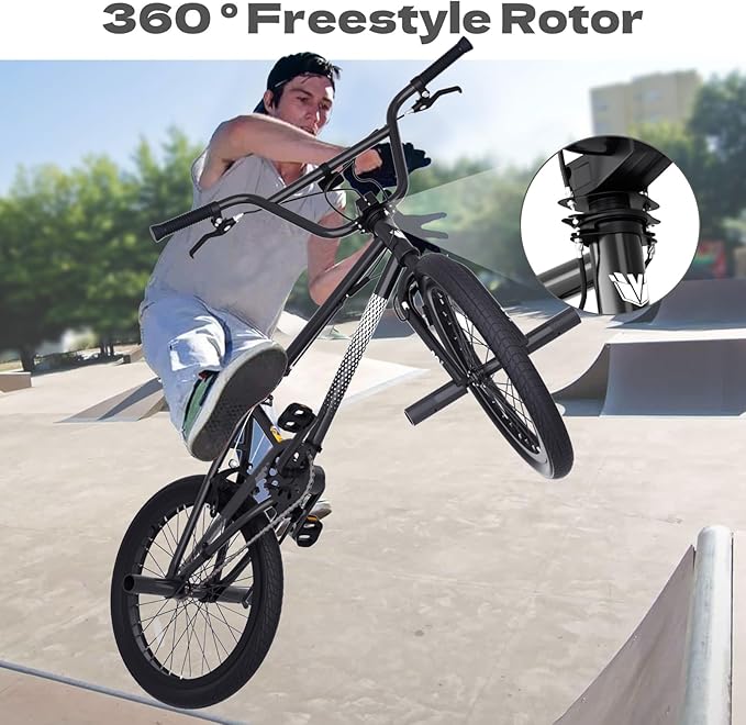 67i Boys BMX Bike 18/20 Inch Ages 8-12 Kids Bicycle with Front Rear U Brake Adjustable Seat Iron Fork 2.09" Wide Tires