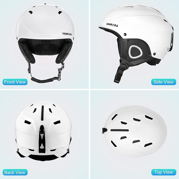 VANRORA Ski Helmet, Snowboard Helmet for Men & Women, Climate Control Venting, Dial Fit, Goggles Compatible, Removable Fleece Liner and Ear Pads, Safety-Certified