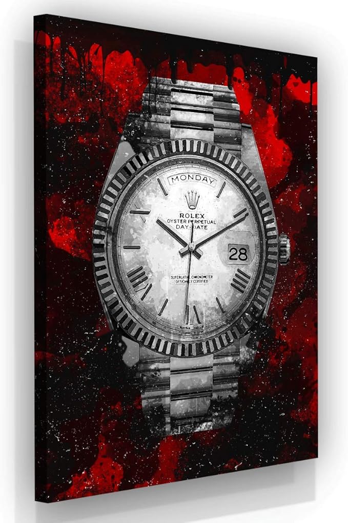 Luxury Watch Canvas Print Office Wall Decor Modern Art Pop Culture Decoration Inspiration Clock Timer Prints Framed Arts Walls Furniture (48" x 36")