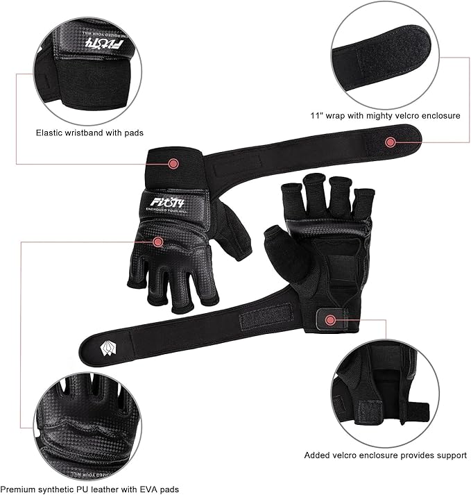FitsT4 Sports Half Mitts MMA UFC Training Boxing Punch Bag Martial Arts Gloves