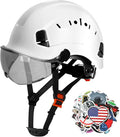 AOLAMEGS Construction Safety Hard Hat - ANSI Z89.1 Approved Safety Helmet with Visor & 50pcs Hard Hat Stickers Sliding Vented Hardhat for Men Women Adults Industrial Workwear Outdoor (Smoke Visor)