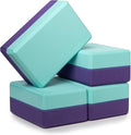 Sunshine Yoga 4" Striped Yoga Block, 4 Pack Bulk EVA Foam Yoga Blocks, Firm and Supportive Yoga Brick, Balance Foam for Stretching, Pilates, and Workout, 4" x 6" x 9"