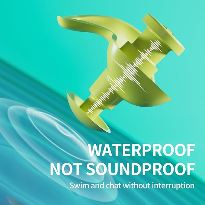 WATERTIME Waterproof Swimming Neckband Ear Plugs for Adults - Reusable Silicone Ear Plugs for Women & Men, Keep Ear Water Out for Swimming, Showering, Water Sports (Black, One Size)