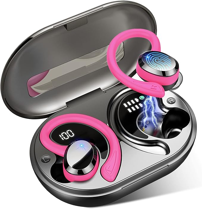 Wireless Earbuds Sport Bluetooth Headphones 5.4, 2025 Bluetooth Earbuds 4 HD Mic, Over-Ear Buds with Earhooks ENC Noise Canceling Earphones, 48Hrs Stereo, IP7 Waterproof Headset for Workout/Running