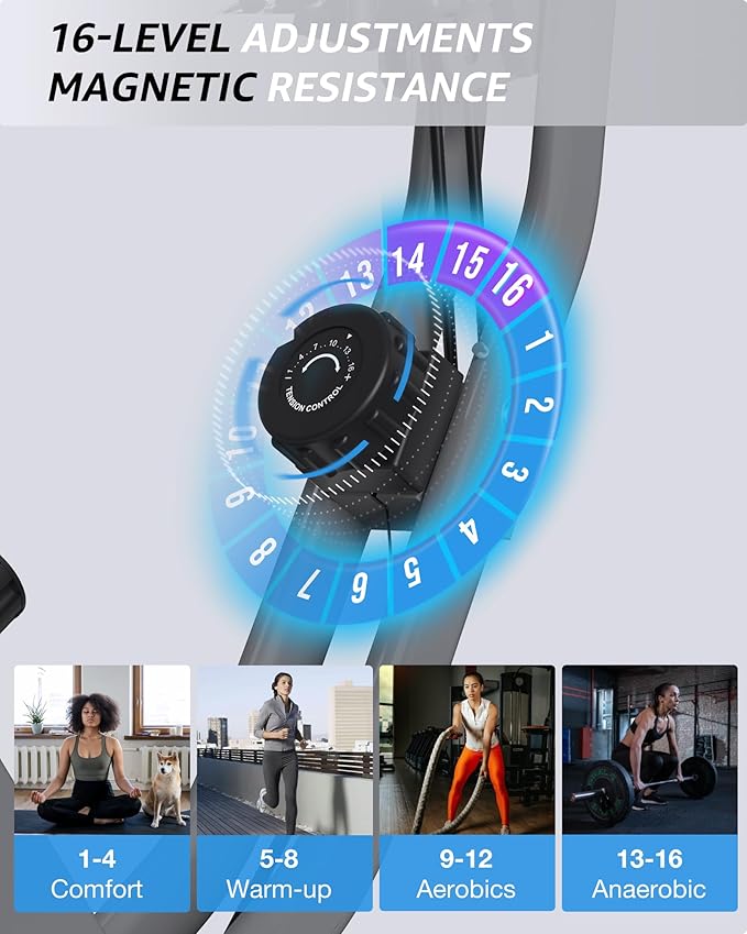 Foldable Exercise Bike Stationary Bikes for Home, 5 IN 1 Indoor Workout Bike, Cycling Bike with 16-Level Quiet Magnetic Resistance, 6.6 LBS Flywheel and 300LBS Capacity, 2025 Designed 817 X-bike