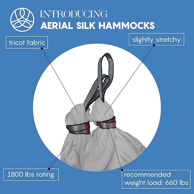 Aerial Silk Yoga Hammock & Swing for Home, Inversion Exercises, Starter Kit for All Levels - Durable with Extension Straps, Carabiners, and Pose Guide