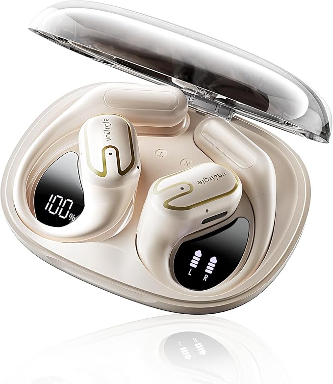 Open Ear Earbuds Wireless Bluetooth Headphones - 80Hrs Playtime Wireless Ear buds with 18.2mm Drivers Stereo Sound, Touch Control Earphones IPX7 Waterproof Bluetooth 5.4 for Running Fitness Workout
