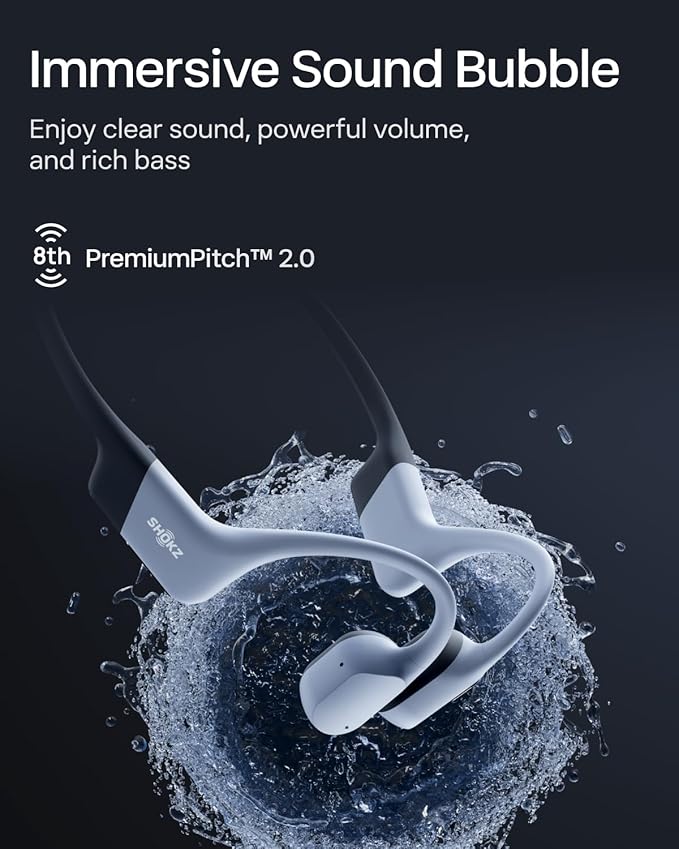 SHOKZ OpenSwim Pro - Open-Ear Bluetooth & MP3 Bone Conduction Sport Headphones, Swimming Headphones, IP68 Waterproof, Grey