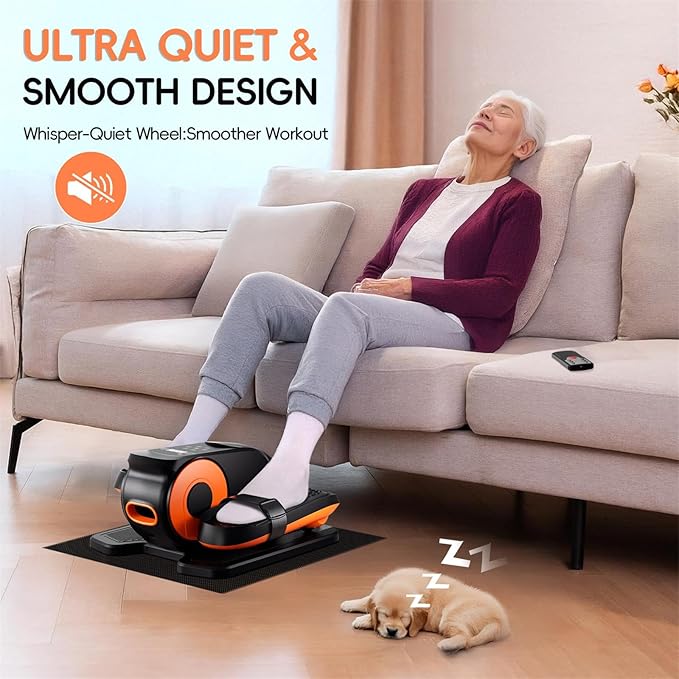 Under Desk Elliptical Machine, Morelax Ellipse Leg Exerciser for Seniors Fully Assembled, Quiet & Portable Electric Seated Pedal Exerciser with Remote Control & 12 Adjustable Speeds