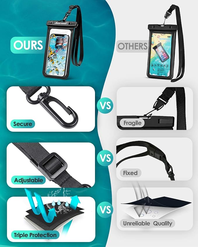 Hiearcool Universal Waterproof Case, Waterproof Phone Pouch Compatible for iPhone 17 16 15 14 13 Pro Max XS Plus Samsung Galaxy S22 Cellphone Up to 8.3", IPX8 Cellphone Beach Bag for Travel - 2 Pack