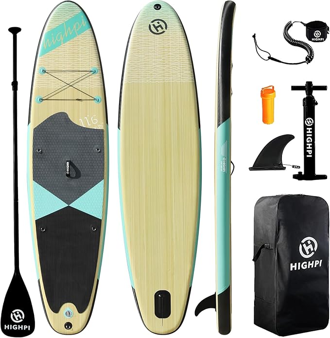 Highpi Inflatable Stand Up Paddle Board for Youth and Adults – Wide Sup with Premium Accessories, Blow Up Paddleboard for Surfing, Fishing, Yoga & More