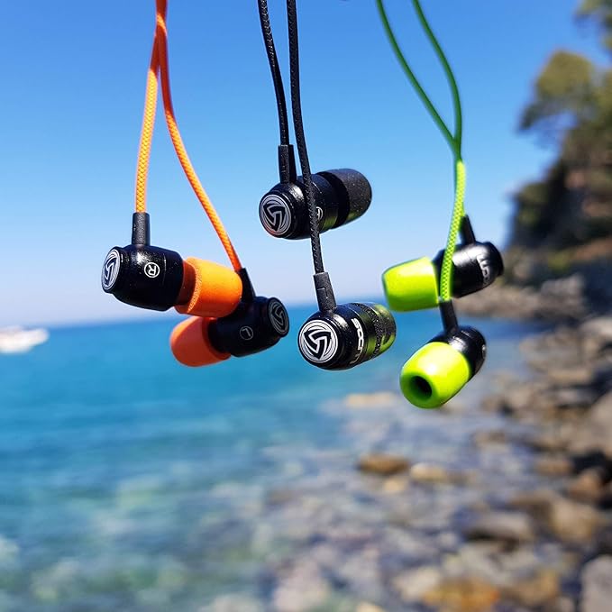 LUDOS Clamor Wired Earbuds in-Ear Headphones, 5 Years Warranty, Earphones with Microphone, Noise Isolating Ear Buds, Memory Foam for iPhone, Samsung, School Students, Kids, Women, Small Ears - Yellow