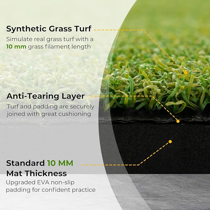 Tangkula Golf Hitting Mat, Artificial Turf Mat for Indoor/Outdoor Golf Practice Includes 2 Rubber Tees & 2 Alignment Sticks, Golf Training Mat for Home Backyard Garage