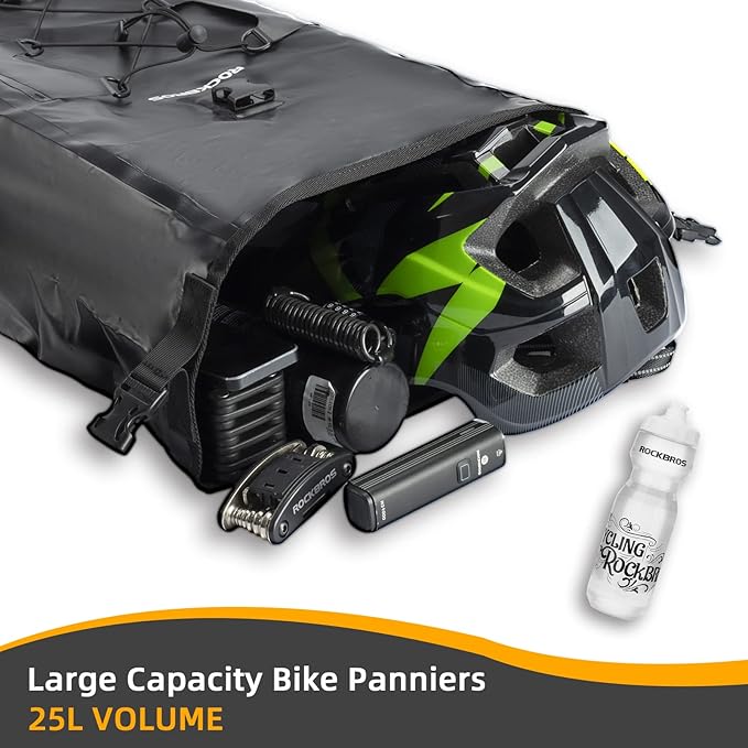 ROCKBROS Bike Panniers Waterproof Rear Rack Bag Max 30L Large Capacity for Cycling Traveling Commuting