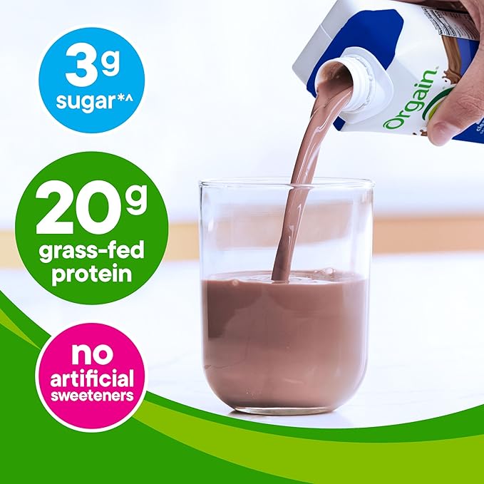 Orgain Clean Protein Shake, Grass Fed Dairy, Creamy Chocolate Fudge - 20g Whey High Protein, Kosher, Ready to Drink, Low Net Carbs, Gluten Free, No Soy Ingredients, 11 Fl Oz (Pack of 4)