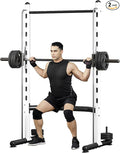 Soozier Squat Rack with Pull-Up Bar, Adjustable Power Rack with Barbell Bar, Multi-Functional Bench Press Rack for Home Gym Strength Training