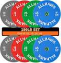 Colorful Olympic Bumper Plates, 2-inch Stainless Steel Insert, Virgin Rubber Weight Plate Set for Barbell Weight Lifting and Strength Training Home Gym