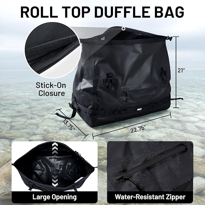 MIER Large Waterproof Duffel Bag Rolltop Dry Backpack Duffle Bags for Kayaking, Rafting, Boating, Swimming, Camping, Travel, Gym, Beach, 60L/80L