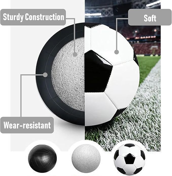 6 Pack Classic Soccer Balls Size 5 With Pump and Net Bag - Training and Practice for Kids and Adults, Indoor and Outdoor Competition