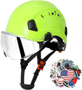 AOLAMEGS ABS Safety Hard Hat - ANSI Z89.1 Approved Safety Helmet with Visor Adjustable Vented Hardhat for Men Women Adults Safety Hardhats for Industrial Construction Work (Bright Yellow Clear Visor)