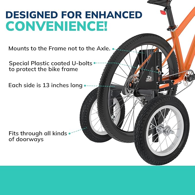 Moshay Adjustable Adult Bicycle Bike Stabilizers Training Wheels Fits 24" to 29" - Quality Heavy Duty