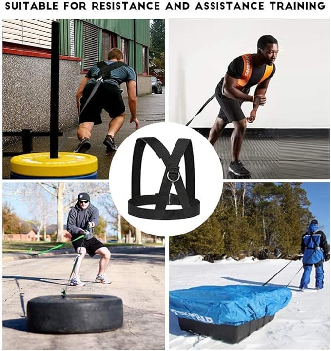 Sled Harness, Weight Speed Tire Pulling Workout Resistance and Assistance Trainer Physical Training Rope Football Exercise Equipment for Outdoor Indoor Men and Women