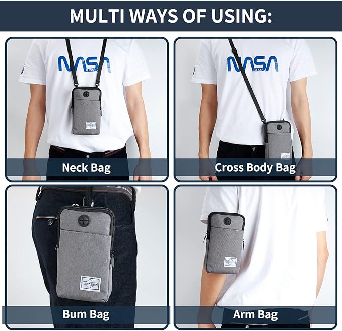 Cell Phone Purse Waist Pack Bag Travel Crossbody Bag Wristband Sport Armband Wallet with Removable Shoulder Strap (Navy Blue)