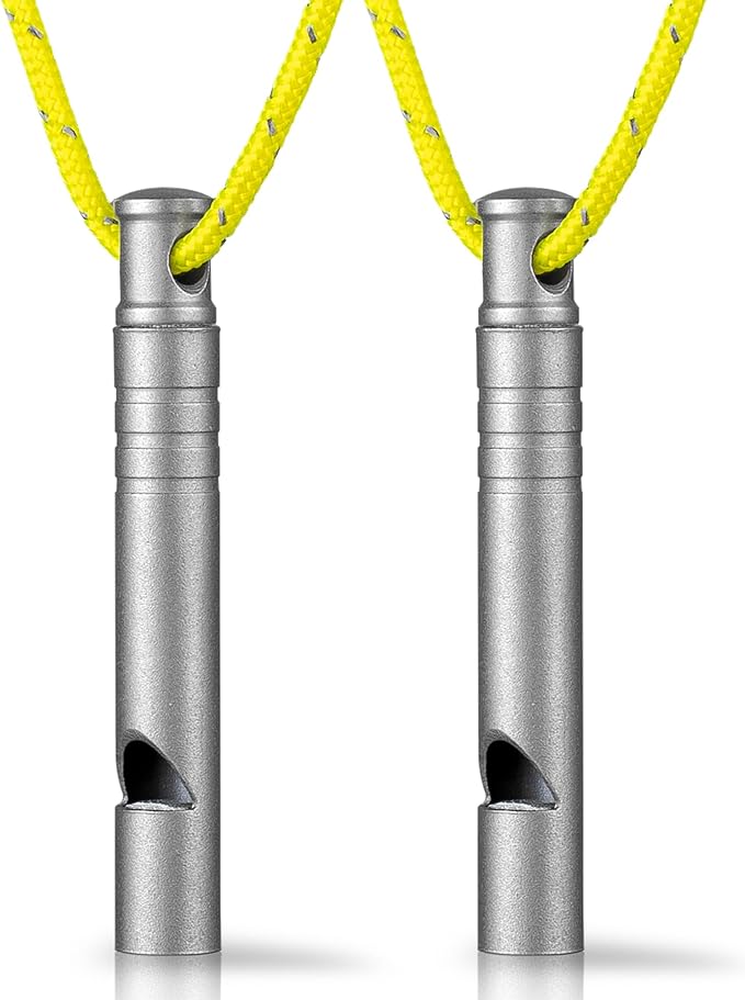 TISUR Titanium Emergency Whistle,120db Safety Whistle with Lanyard,Outdoor Survival Small Whistle for Life Saving,Hiking,Pets Training,Coach Sports
