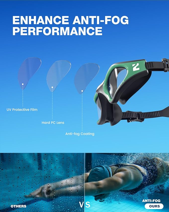 ZIONOR G1 Lite Swim Goggles with Swim Cap Comfortable Anti-fog Swimming Goggles Cap Set for Adult Men Women