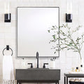 24x32 Inch Black Bathroom Mirror for Wall, Aluminum Frame Rectangle Rectangular Vanity Mirror, Modern Large for Bedroom, Living Room, Horizontal or Vertical