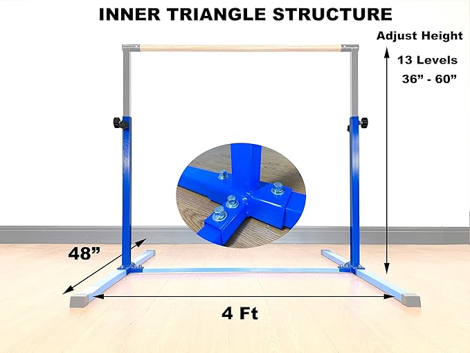 4FT/5FT Gymnastic Bar Set Gymnastics Horizontal Bar Gymnastics Kip Bar for Kids Home Use