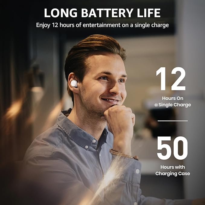 TOZO T6 Wireless Earbuds, IPX8 Waterproof Ear Buds, Stereo Bass Sound Bluetooth 5.3 Headphones in Ear, 50 Hours Playtime Earphones, Wireless Charging Case, Custom 32 EQ via APP